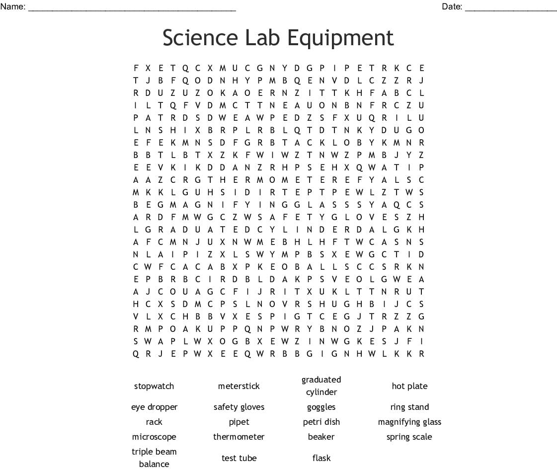 Science Lab Equipment Word Search Word — db-excel.com