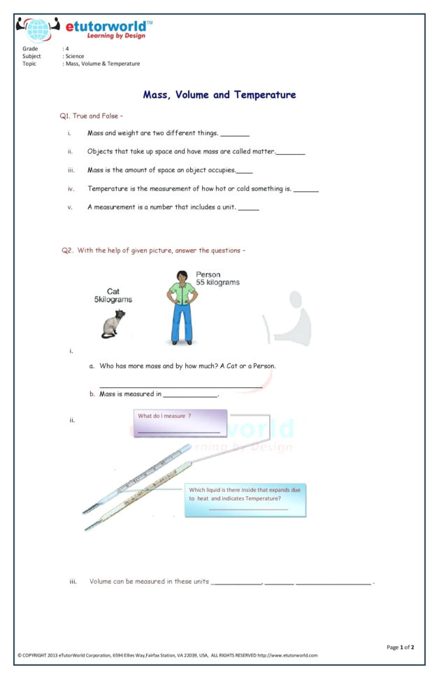 Science Mass Worksheets – Oneupcolorco