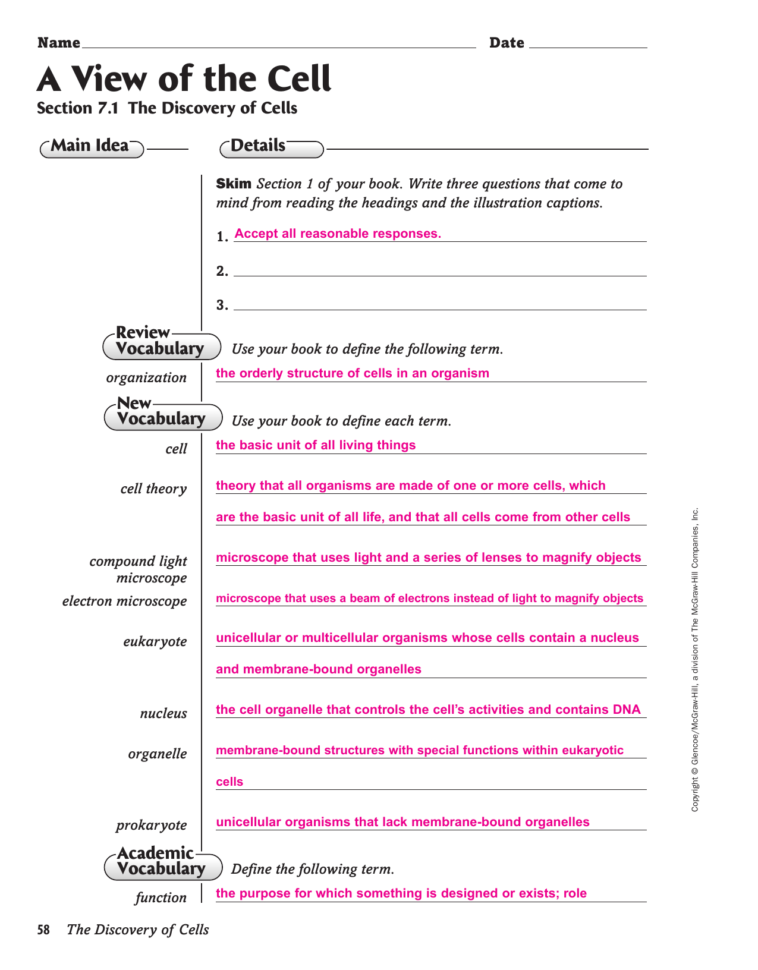 Science Notebook Chapter 7  Answer Key