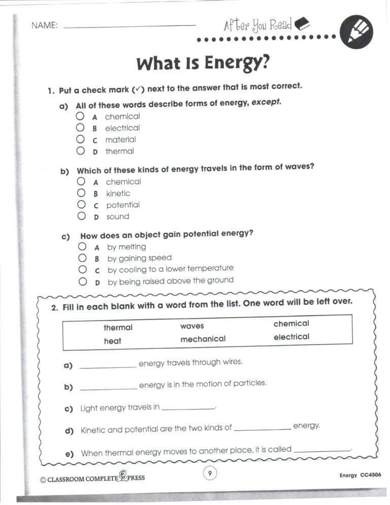 Science Worksheets For Grade 5 Light And Shadow — db-excel.com