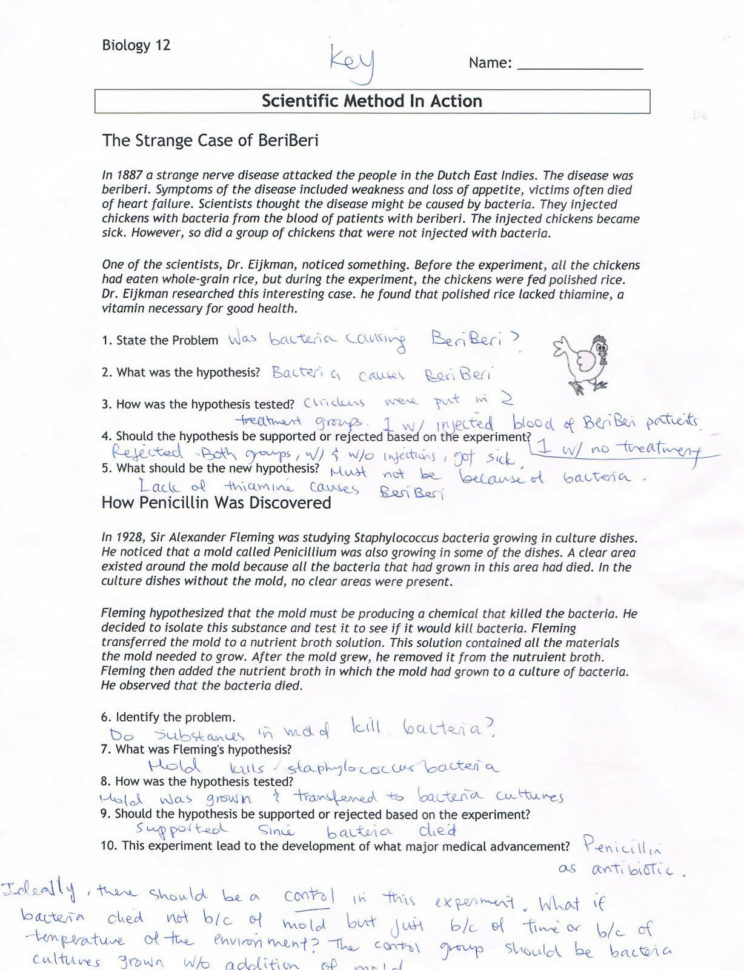 Scientific Inquiry Worksheet Answers