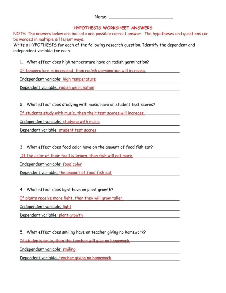 Scientific Method Worksheet Pdf