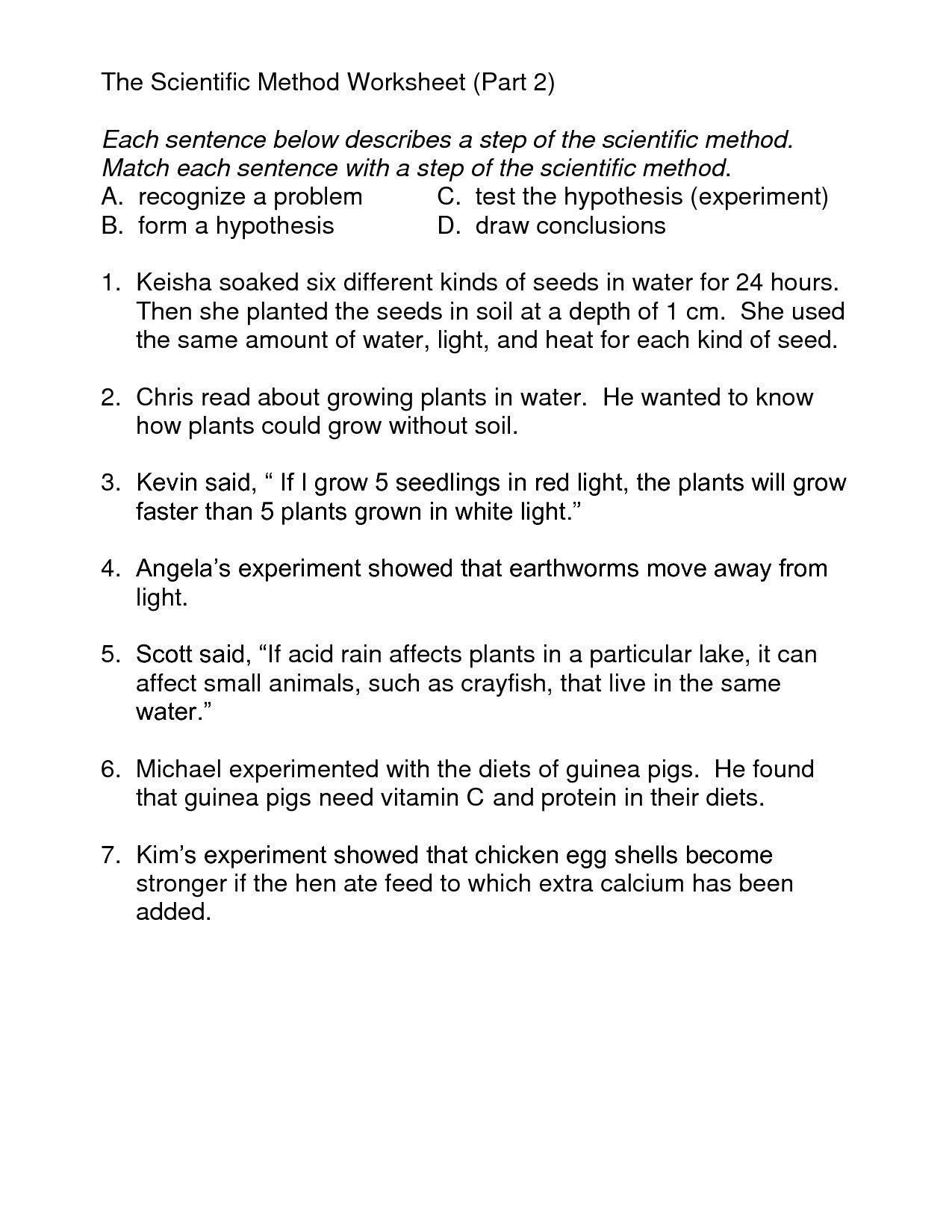 Scientific Method Worksheet Elementary Db excel