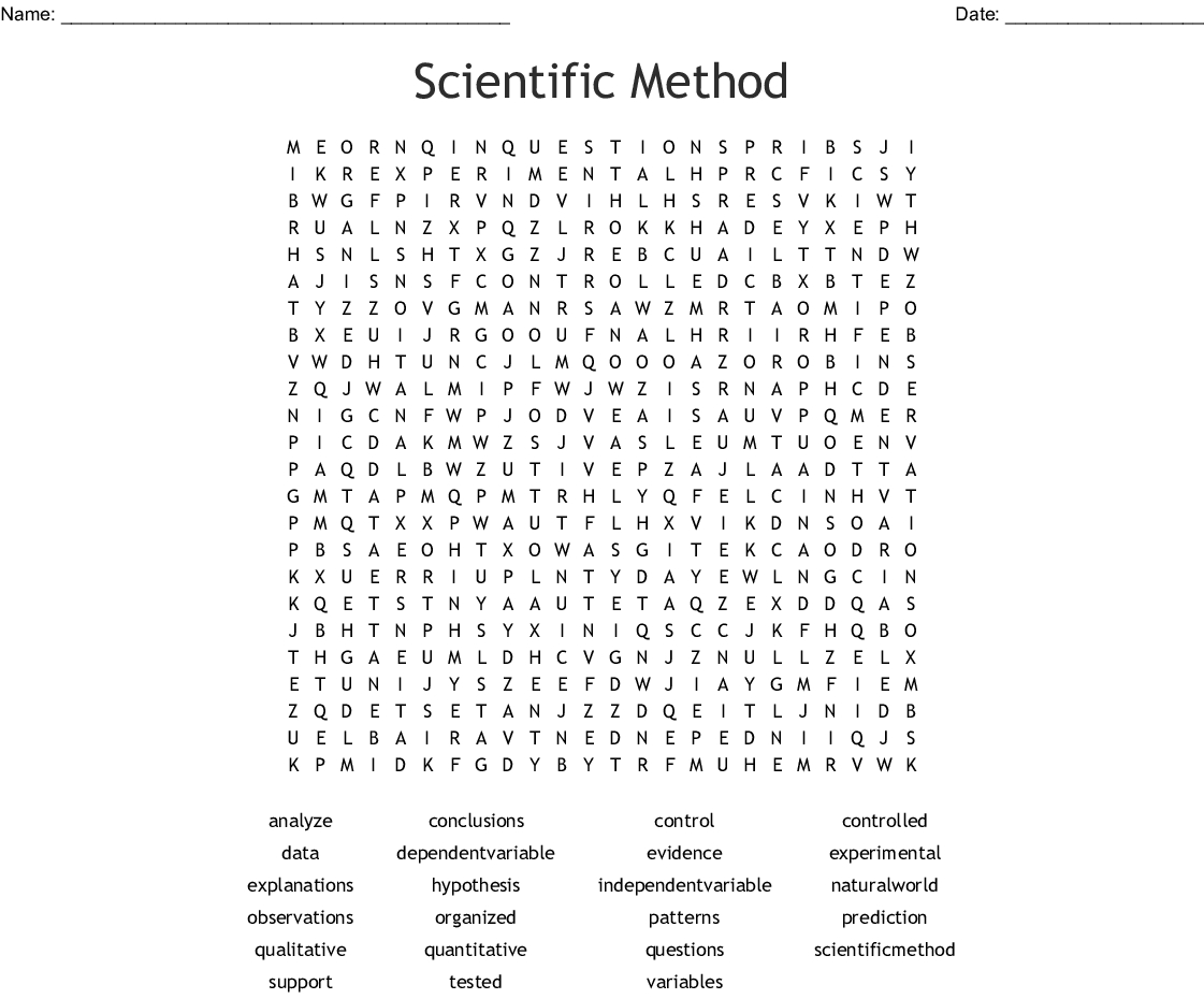 Scientific Method Word Search Word Db excel