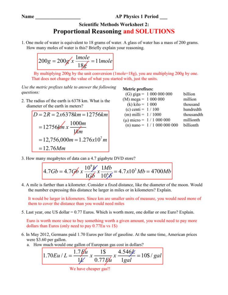 Scientific Methods Worksheet 2