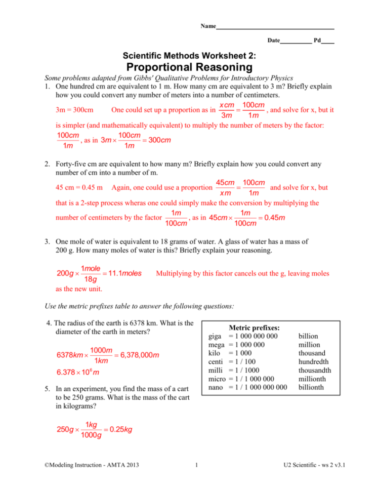Scientific Methods Worksheet 2