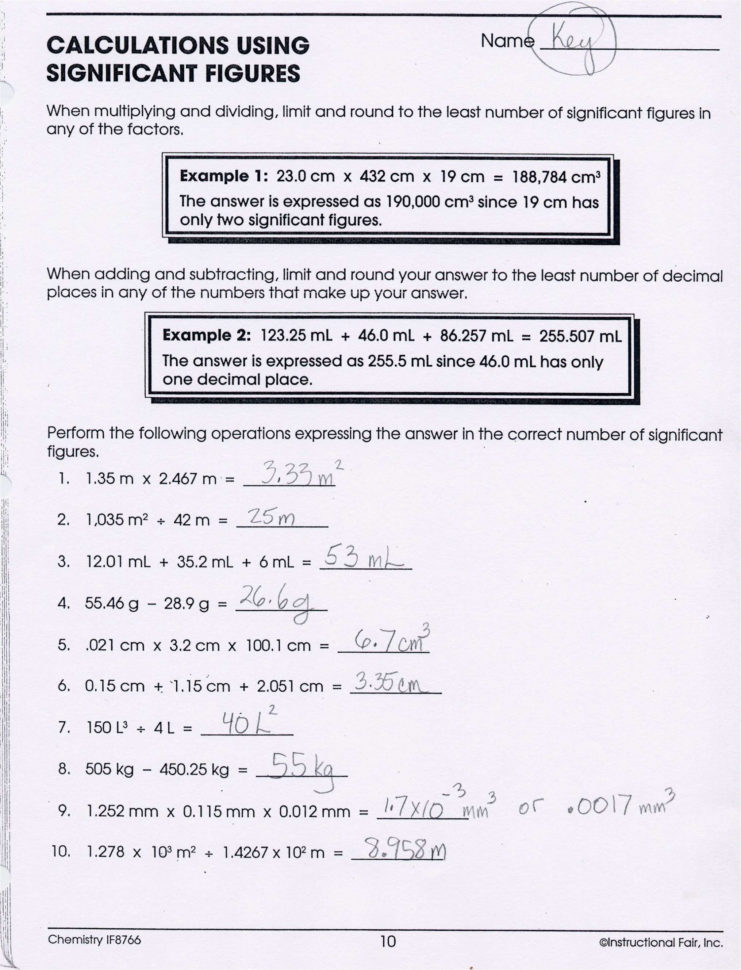 Significant Figures Worksheet Answers Db excel