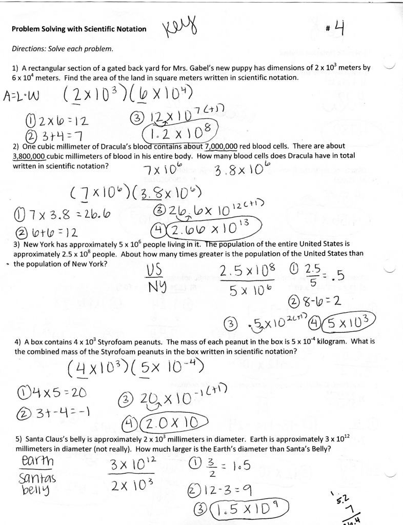 Scientific Notation Word Problems Worksheet Pdf