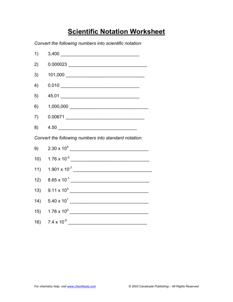 Scientific Notation Worksheet Answers — db-excel.com