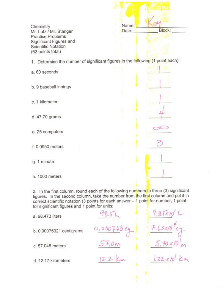 Scientific Notation Worksheet Chemistry — db-excel.com