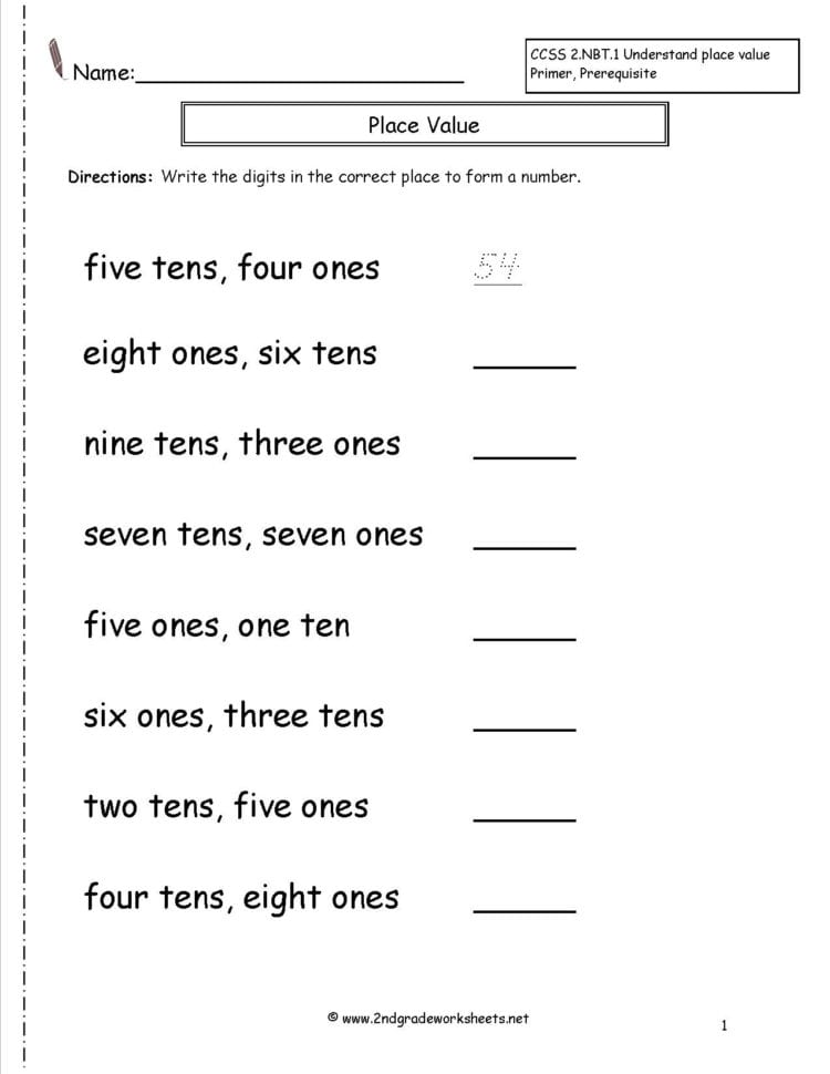 Second Grade Place Value Worksheets