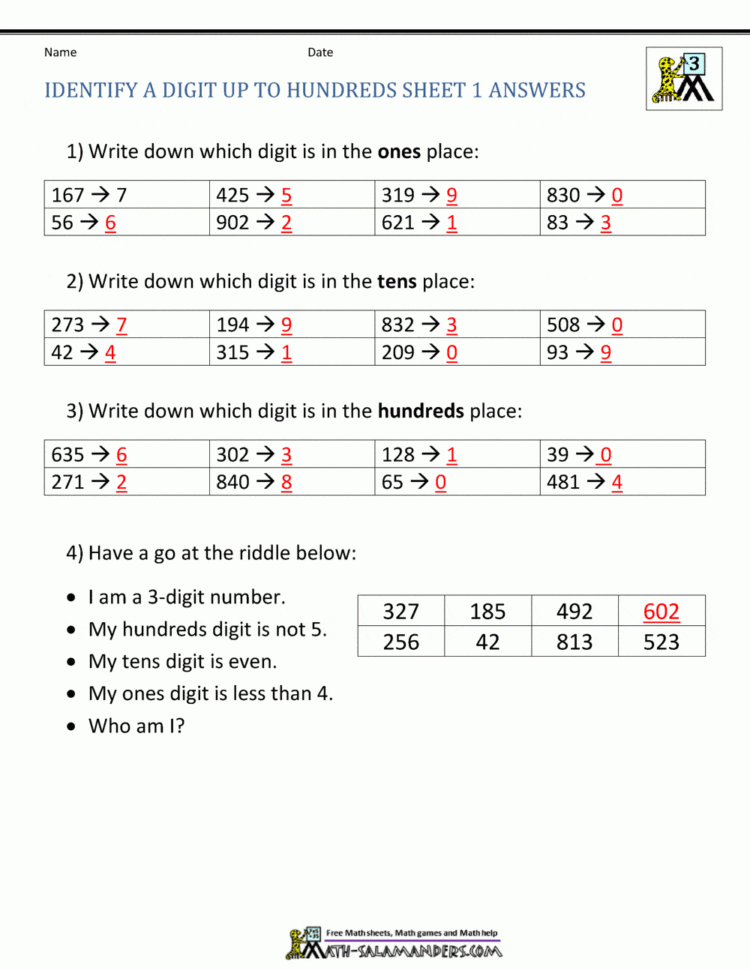 Second Grade Place Value Worksheets