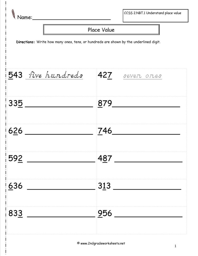 Second Grade Place Value Worksheets