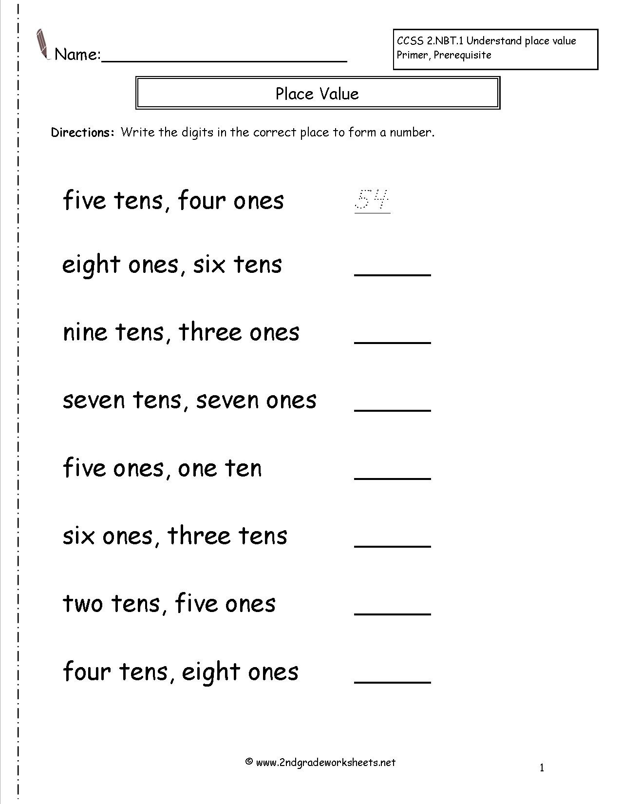 Second Grade Place Value Worksheets