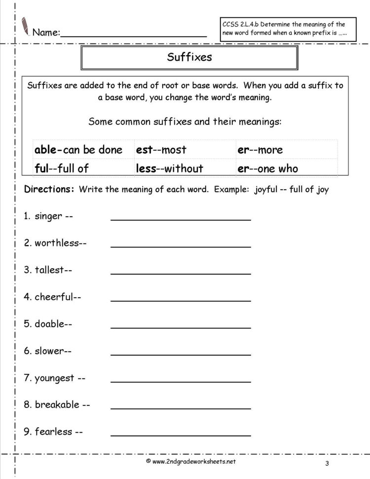 Second Grade Prefixes Worksheets