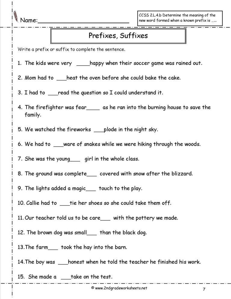 Prefix And Suffix Worksheets 5Th Grade — db-excel.com