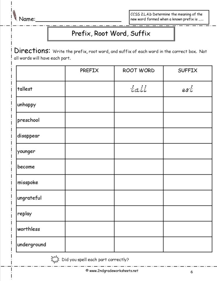 Second Grade Prefixes Worksheets