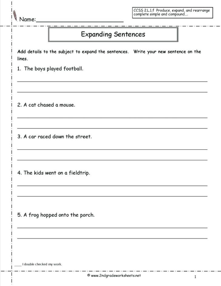 Writing Sentences Worksheets For 1St Grade