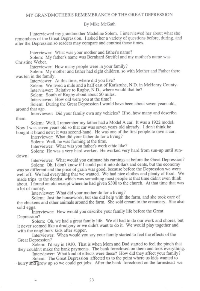 Section 1 The Great Depression  North Dakota Studies