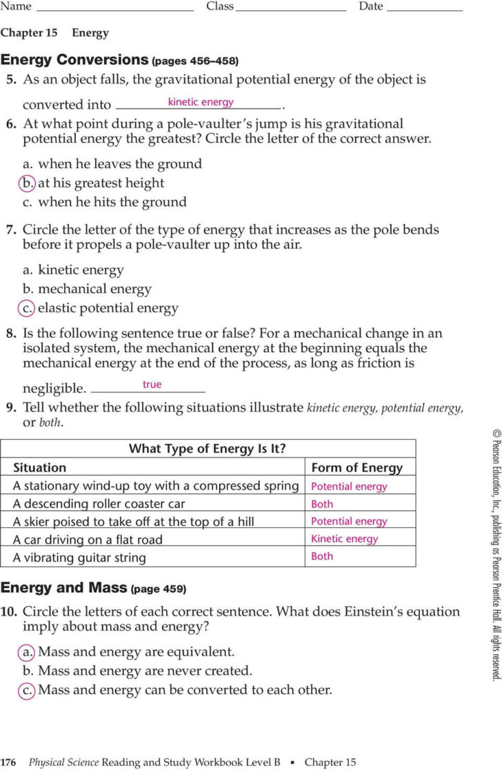 Section 15 2 Energy Conversion And Conservation Worksheet Answers — db ...