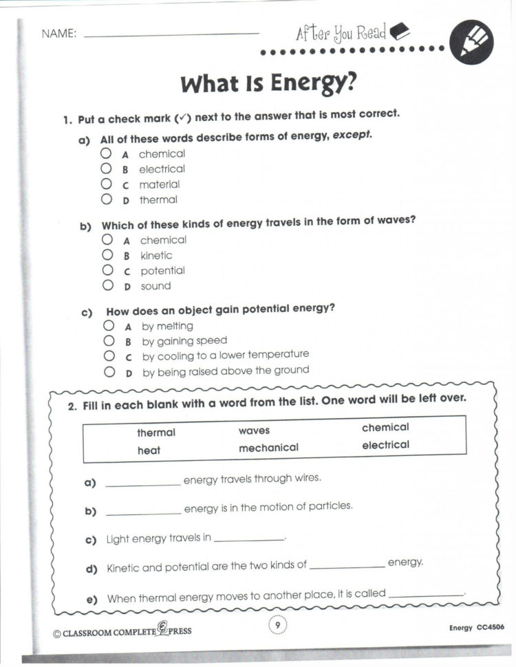 Section 152 Energy Conversion And Conservation Worksheet