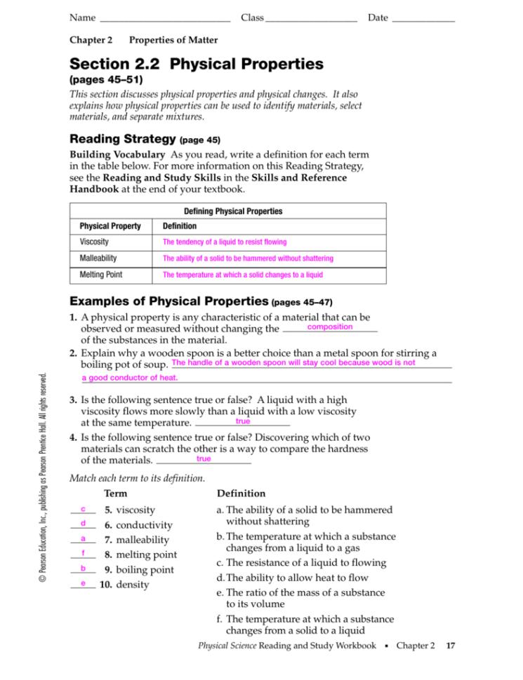 Section 22 Physical Properties