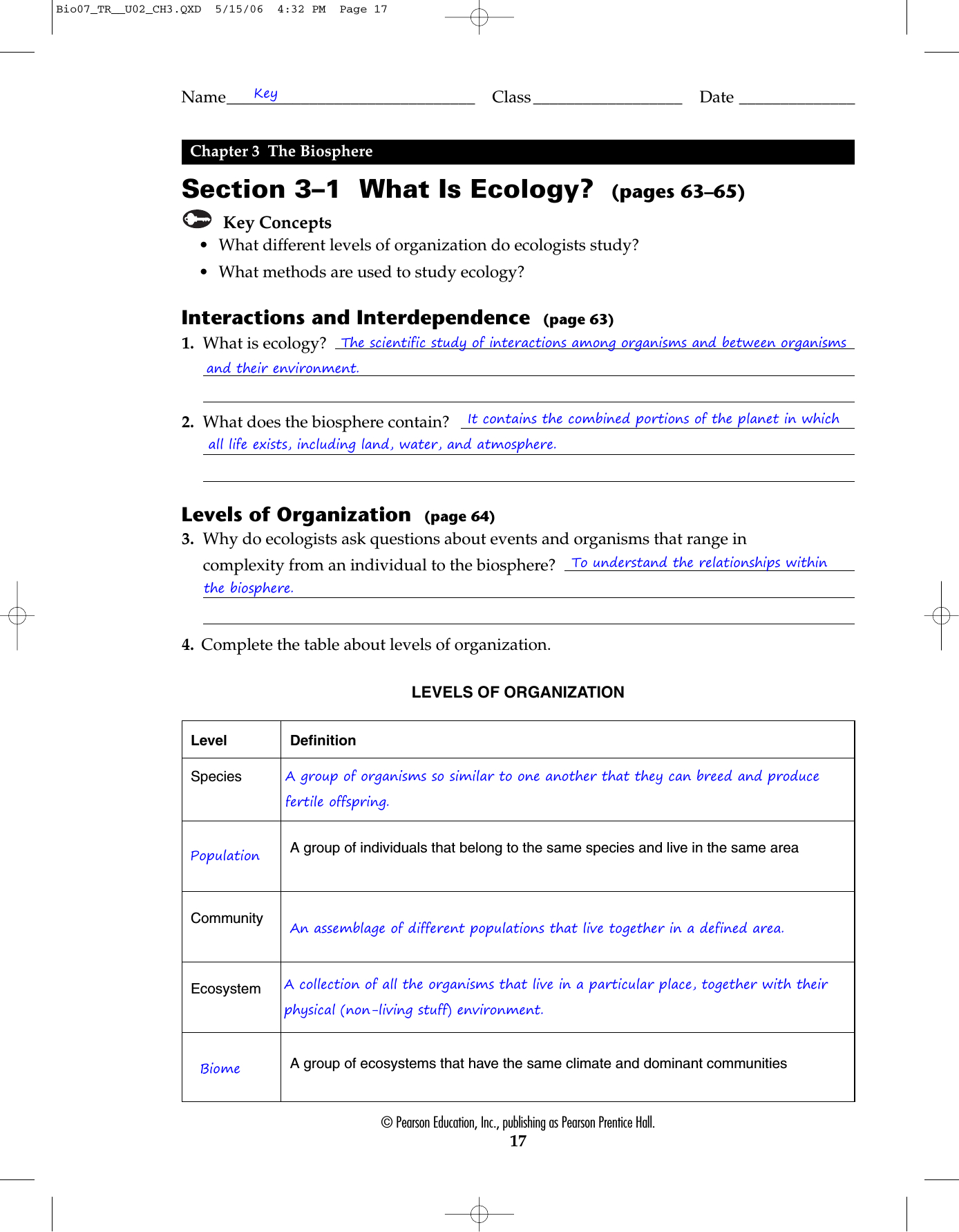 Section 3–1 What Is Ecology Pages 63–65  Berlinbio