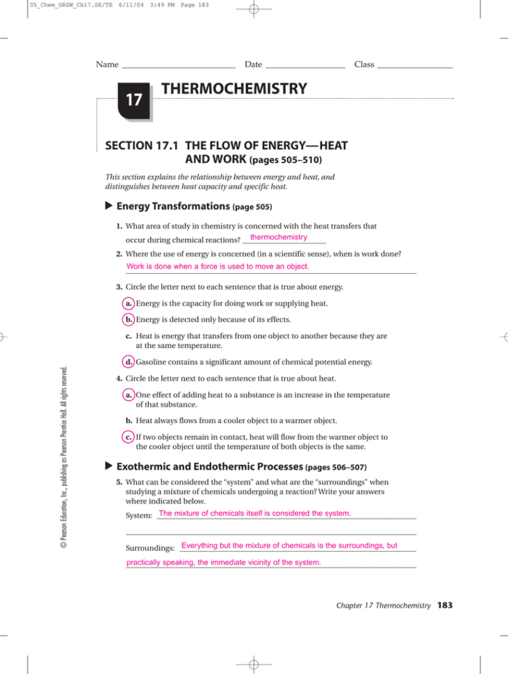 Section 3 Using Heat Worksheet Answers Math Worksheets