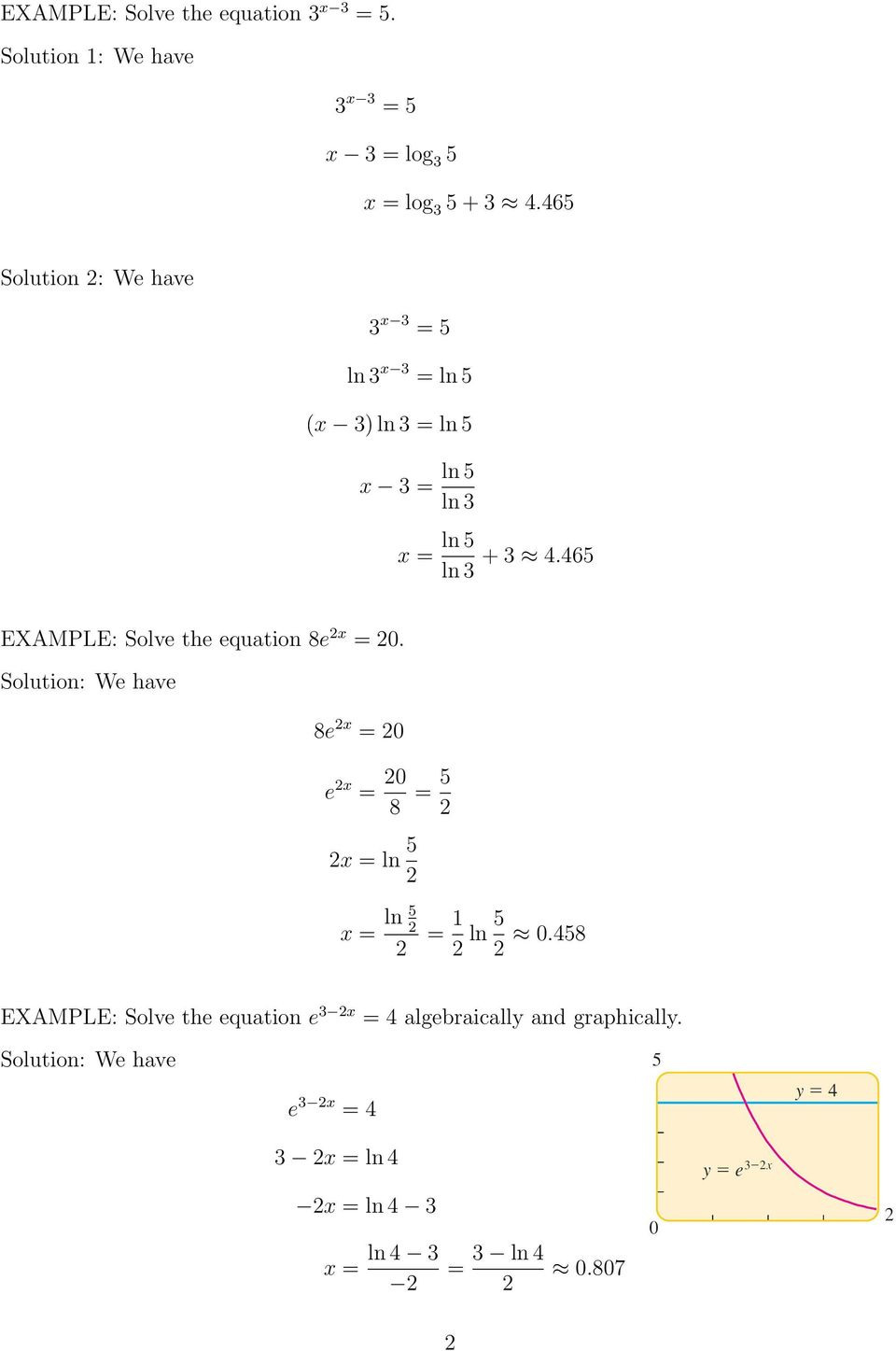 Section 45 Exponential And Logarithmic Equations  Pdf