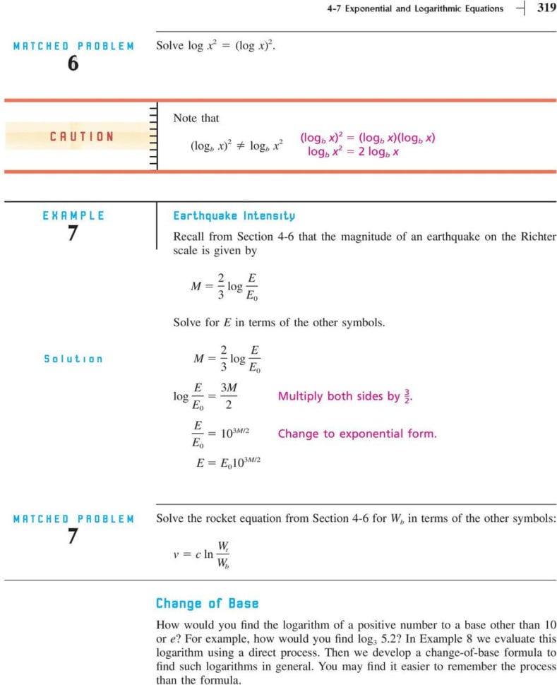 Section 47 Exponential And Logarithmic Equations Solving