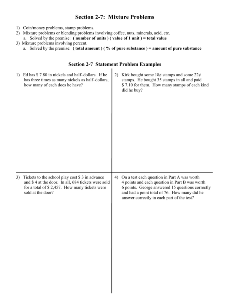 Section 49 Mixture Problems