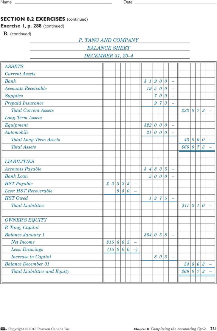 Accounting 8 Column Worksheet Template