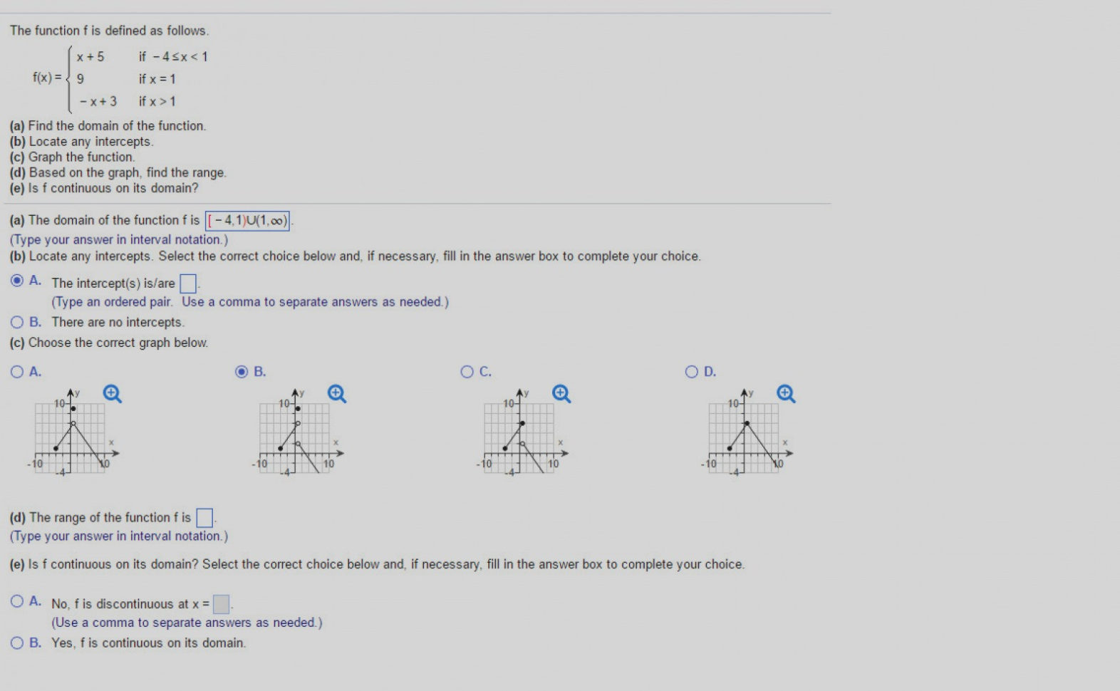 Section Domain And Range Interval Notation Worksheet Answers