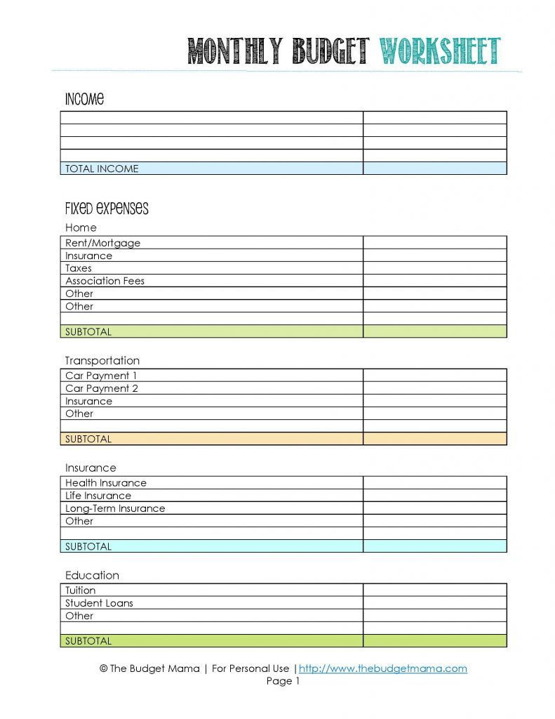 Self Employed Income Worksheet