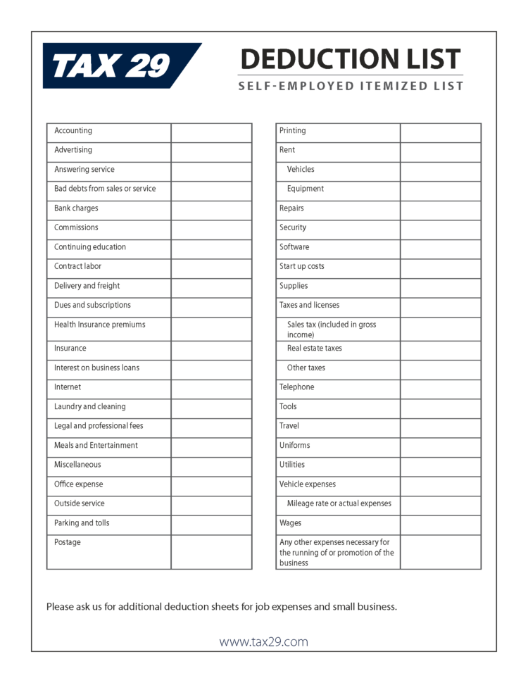 Tax Deduction Template