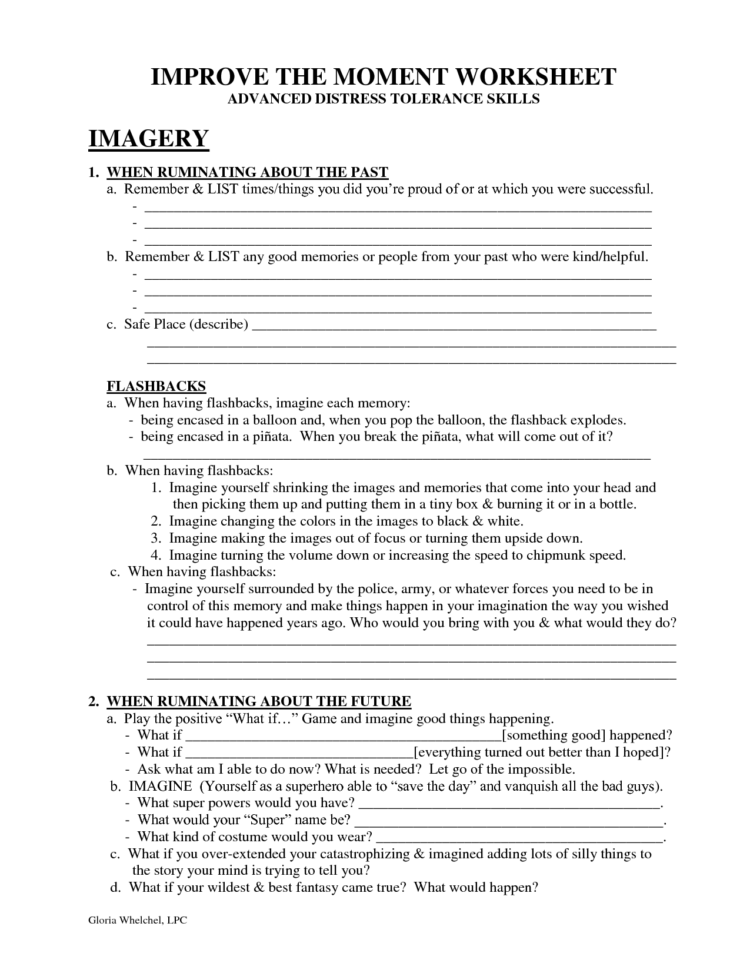 Self Esteem Exercises Improve The Moment Worksheet Dbt Help