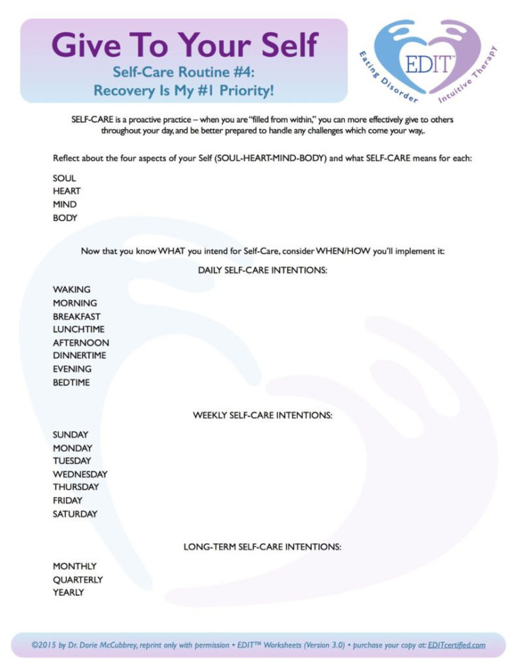Eating Disorder Treatment Worksheets