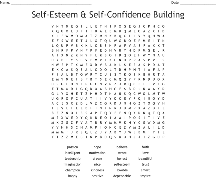 Self Esteem Building Worksheets Printable
