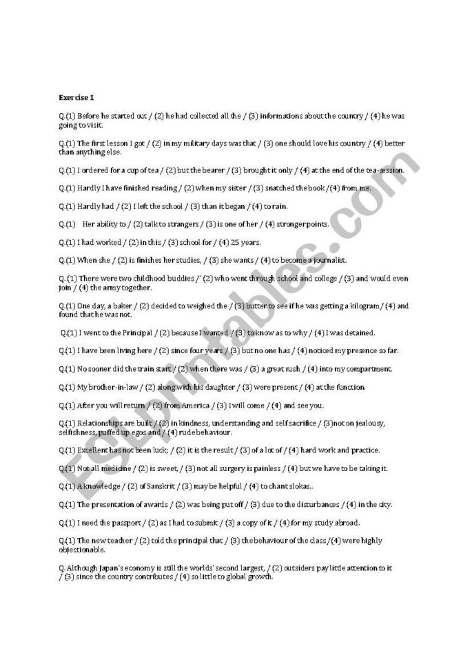 Sentence Correction Exercise For Better Grammar  Esl