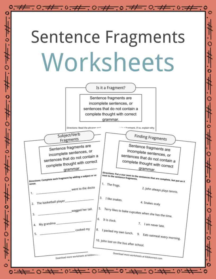 Sentence Fragments Worksheets   Definition For Kids