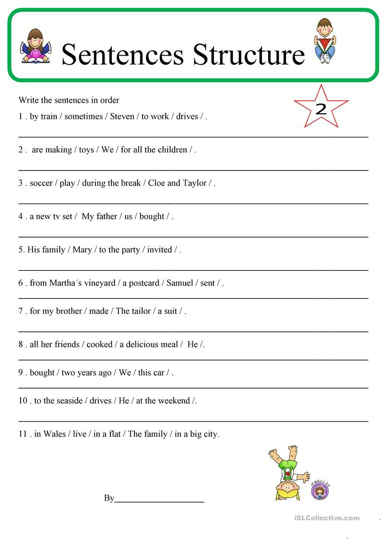 Sentence Structure Worksheets db excel com