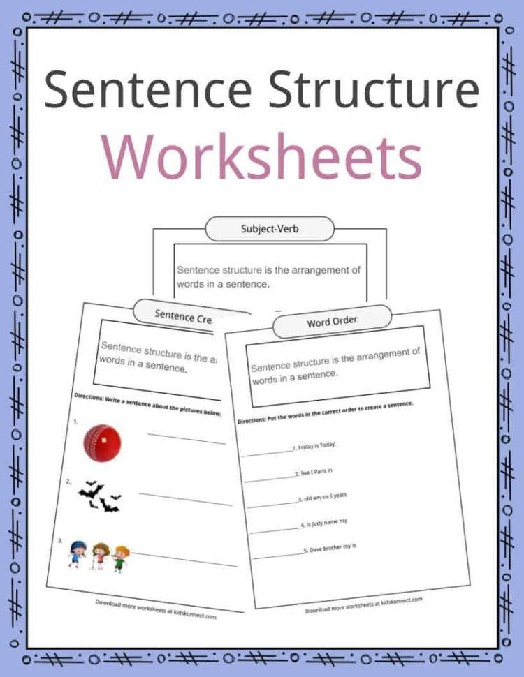 Sentence Structure Worksheets   Definition For Kids
