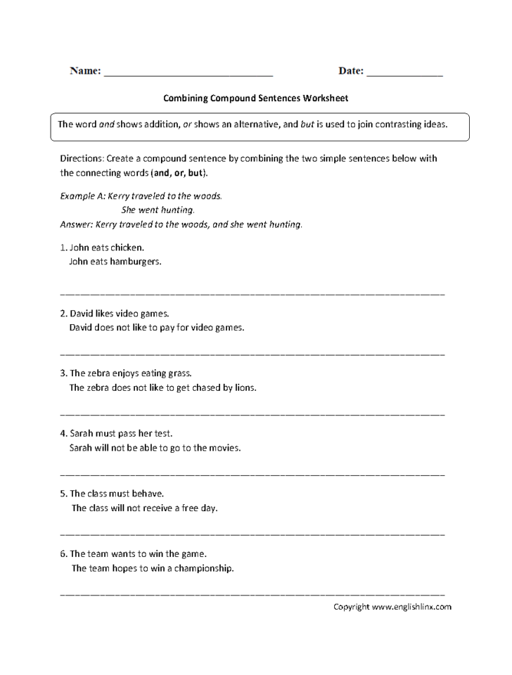 Simple Compound And Complex Sentences Worksheet Pdf