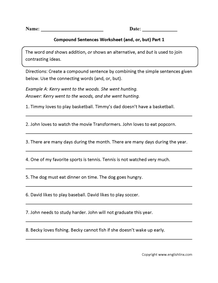 Combining Sentences Worksheet 3rd Grade