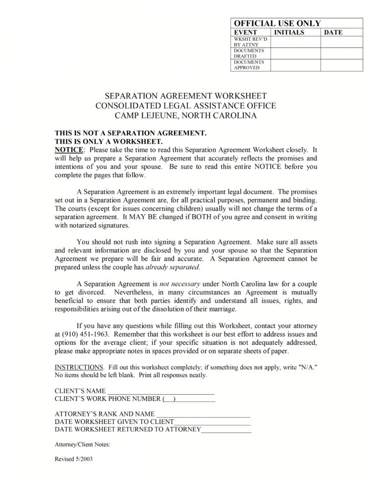 Separation Agreement  Legal Separation Agreement