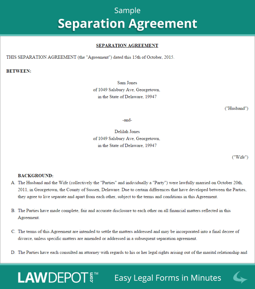 Separation Agreement  Us Lawdepot