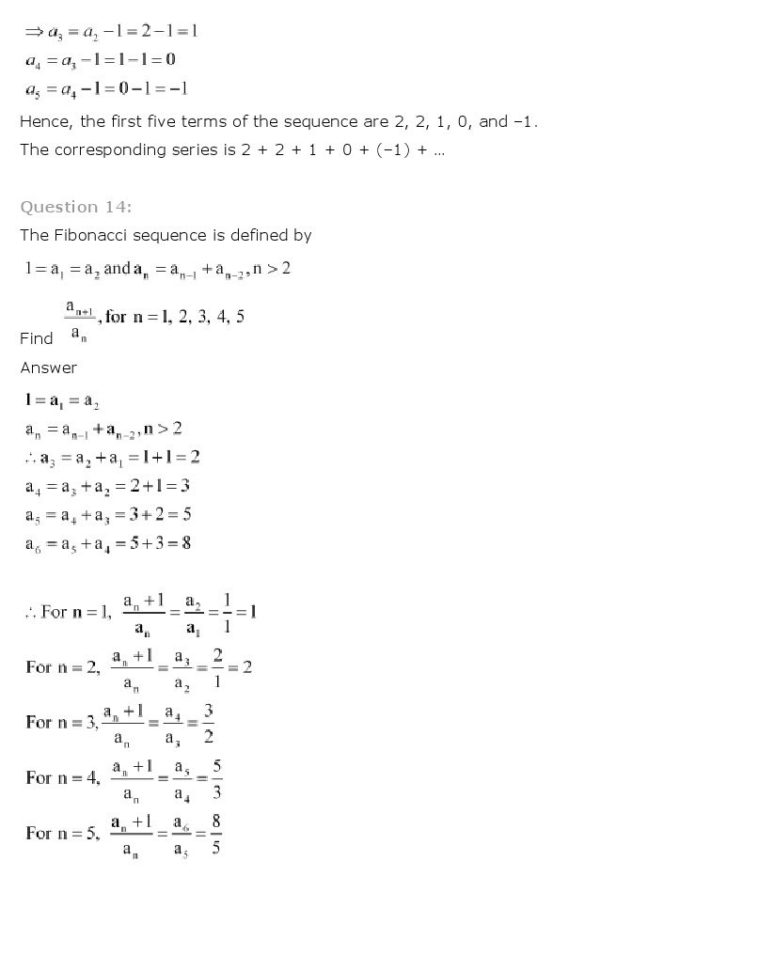 Sequences And Series Class 11 Mathematics Ncert Solutions
