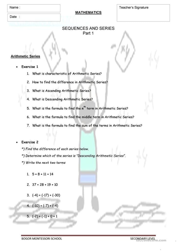 Sequences And Series Worksheet