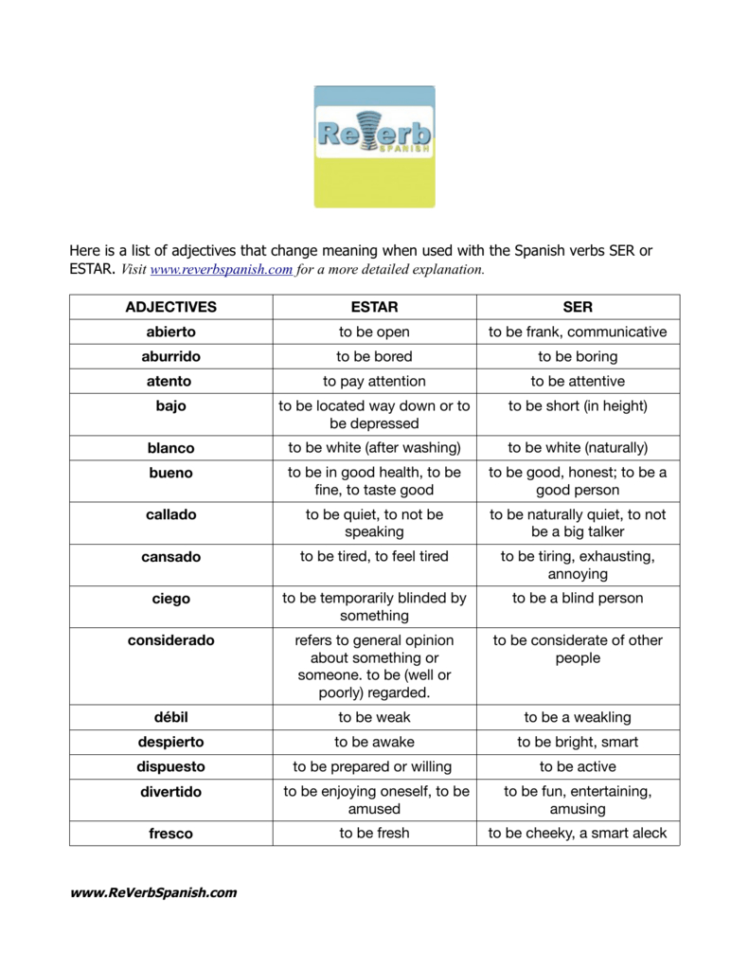Serestar Adjectives