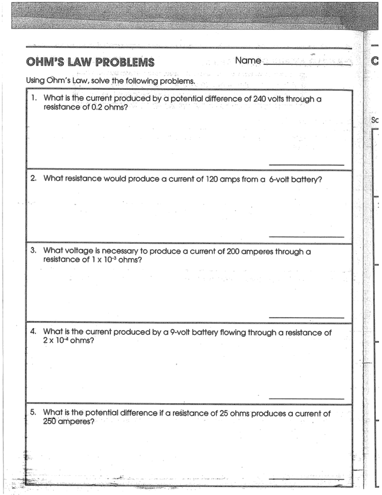 Series Parallel Circuit Problems Worksheet  Electrical